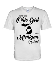 OHIO GIRL IN MICHIGAN V-Neck T-Shirt tile