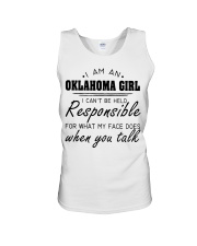 Oklahoma girl can't be held responsible Unisex Tank tile