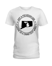 MICHIGAN GIRL LIVING IN CONNECTICUT Ladies T-Shirt tile