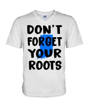 Indiana Map Don't Forget Your Roots V-Neck T-Shirt tile