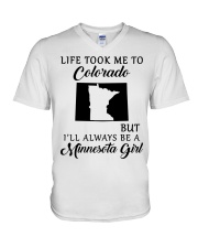 LIFE TOOK ME TO COLORADO BE A MINNESOTA GIRL V-Neck T-Shirt tile