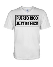 Puerto Rico Just Be Nice V-Neck T-Shirt tile