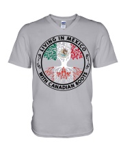 LIVING IN MEXICO CANADIAN ROOTS V-Neck T-Shirt tile