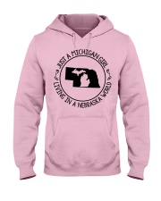 MICHIGAN GIRL LIVING IN NEBRASKA Hooded Sweatshirt front