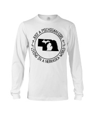 MICHIGAN GIRL LIVING IN NEBRASKA Long Sleeve Tee tile