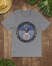 LIVING IN NORTH DAKOTA WITH MINNESOTA ROOTS Classic T-Shirt lifestyle-mens-crewneck-front-18