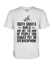 Put on speakerphone - not - South Dakota girls V-Neck T-Shirt tile