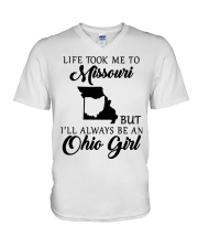 OHIO GIRL LIFE TOOK ME TO MISSOURI V-Neck T-Shirt tile