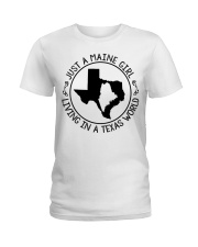 MAINE GIRL LIVING IN TEXAS Ladies T-Shirt tile