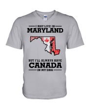 LIVE IN MARYLAND CANADA IN MY DNA V-Neck T-Shirt tile