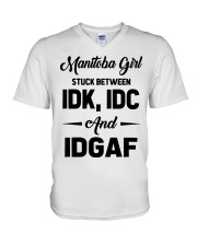 Manitoba Girl - IDK IDC IDGAF V-Neck T-Shirt tile