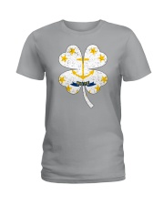 Flag Rhode Island Four Leaf Clover Ladies T-Shirt tile