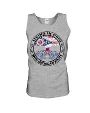 LIVING IN OHIO WITH MICHIGAN ROOTS Unisex Tank tile