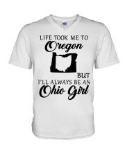 OHIO GIRL LIFE TOOK ME TO OREGON V-Neck T-Shirt tile