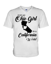 OHIO GIRL IN CALIFORNIA V-Neck T-Shirt tile