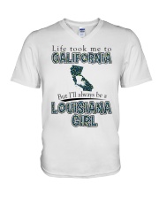 Louisiana Girl Life Took Me To California V-Neck T-Shirt tile
