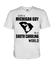 MICHIGAN GUY IN SOUTH CAROLINA V-Neck T-Shirt tile