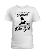 OHIO GIRL LIFE TOOK ME TO ENGLAND Ladies T-Shirt tile