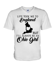 OHIO GIRL LIFE TOOK ME TO ENGLAND V-Neck T-Shirt tile