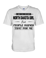 North Dakota Girl - But People Ruined V-Neck T-Shirt tile