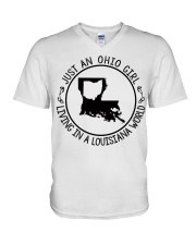 OHIO GIRL LIVING IN LOUISIANA V-Neck T-Shirt tile