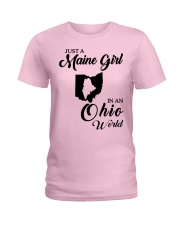 MAINE GIRL IN OHIO Ladies T-Shirt front