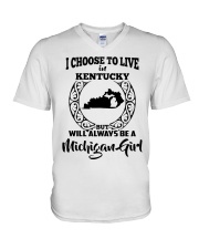Michigan Girl I Choose To Live In Kentucky V-Neck T-Shirt tile