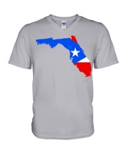 FLAG PUERTO RICO IN FLORIDA V-Neck T-Shirt tile