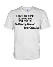 North Dakota Girl Gave Up Thinking V-Neck T-Shirt tile