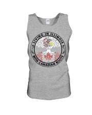 LIVING IN ILLINOIS CANADIAN ROOTS Unisex Tank tile