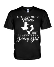Jersey Girl Life Took Me To Texas V-Neck T-Shirt tile