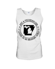 MICHIGAN GIRL LIVING IN ARKANSAS Unisex Tank tile