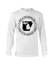 MICHIGAN GIRL LIVING IN ARKANSAS Long Sleeve Tee tile