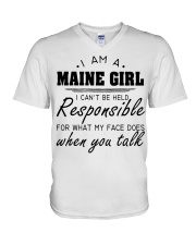 Maine girl can't be held responsible V-Neck T-Shirt tile