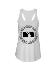 MICHIGAN GIRL LIVING IN KANSAS Ladies Flowy Tank tile