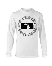 MICHIGAN GIRL LIVING IN KANSAS Long Sleeve Tee tile