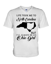 OHIO GIRL LIFE TOOK ME TO NORTH CAROLINA V-Neck T-Shirt tile
