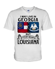 Began In Louisiana - May Live In Georgia V-Neck T-Shirt tile