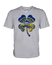 Flag Nebraska Four Leaf Clover V-Neck T-Shirt tile