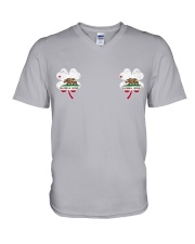 California Flag - Four Leaf Clover V-Neck T-Shirt tile