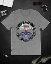 LIVING IN CALIFORNIA WITH MICHIGAN ROOTS Classic T-Shirt lifestyle-mens-crewneck-front-16