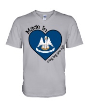 Heart made in Louisiana V-Neck T-Shirt tile