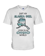 Alaska Girl Living In Ohio V-Neck T-Shirt tile