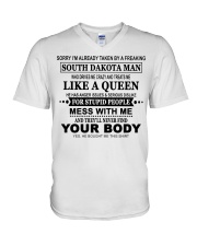Like A Queen - South Dakota Man V-Neck T-Shirt tile