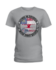 LIVING IN GEORGIA WITH OHIO ROOTS Ladies T-Shirt tile