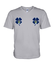 Maine Flag - Four Leaf Clover V-Neck T-Shirt tile
