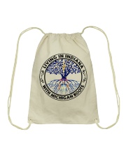 LIVING IN INDIANA WITH MICHIGAN ROOTS Drawstring Bag tile