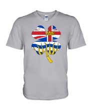 Flag British Columbia Four Leaf Clover V-Neck T-Shirt tile