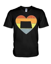 North Dakota - Heart Vintage V-Neck T-Shirt tile