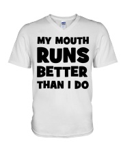 My Mouth Runs Better Than I Do V-Neck T-Shirt tile